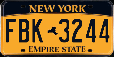 NY license plate FBK3244