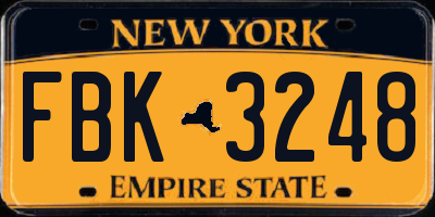 NY license plate FBK3248
