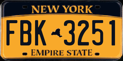 NY license plate FBK3251
