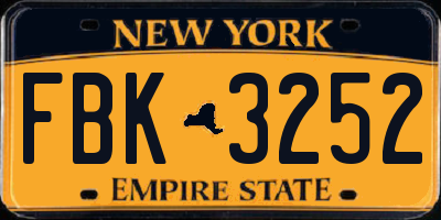 NY license plate FBK3252