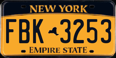 NY license plate FBK3253