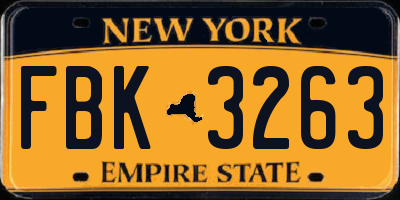 NY license plate FBK3263