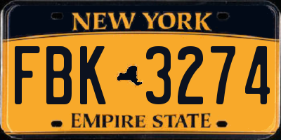 NY license plate FBK3274
