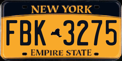 NY license plate FBK3275