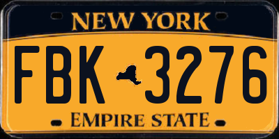 NY license plate FBK3276