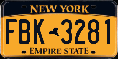 NY license plate FBK3281