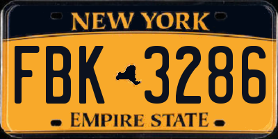 NY license plate FBK3286