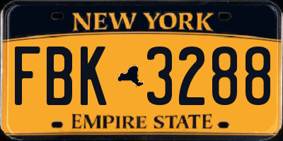 NY license plate FBK3288