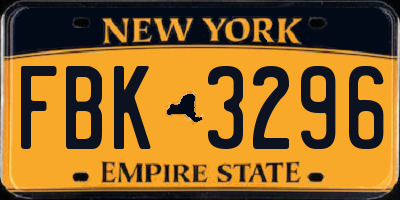NY license plate FBK3296