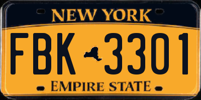 NY license plate FBK3301