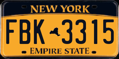 NY license plate FBK3315