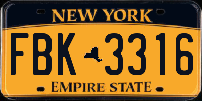 NY license plate FBK3316