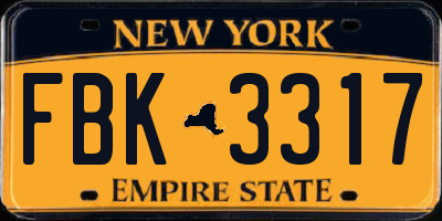 NY license plate FBK3317