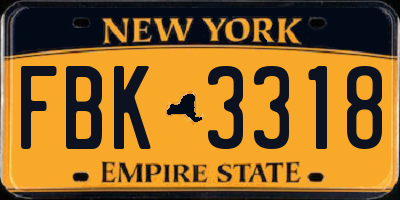 NY license plate FBK3318