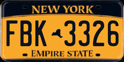 NY license plate FBK3326