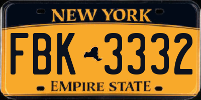 NY license plate FBK3332