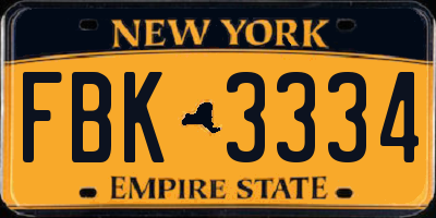 NY license plate FBK3334