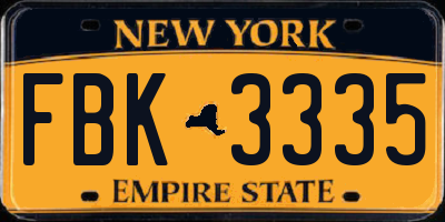 NY license plate FBK3335