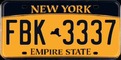 NY license plate FBK3337