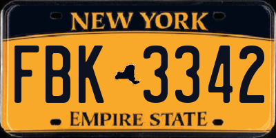 NY license plate FBK3342