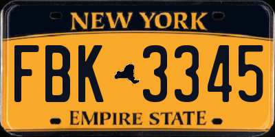 NY license plate FBK3345