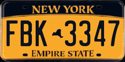 NY license plate FBK3347
