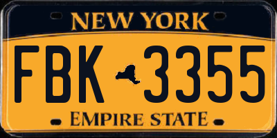 NY license plate FBK3355