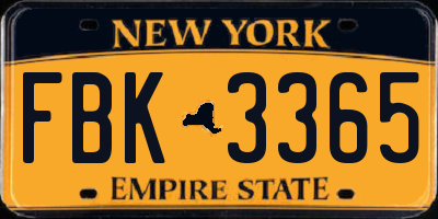 NY license plate FBK3365