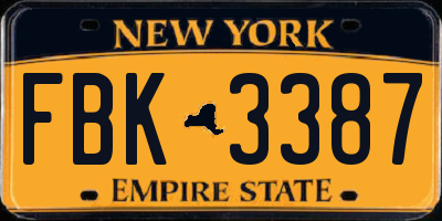 NY license plate FBK3387