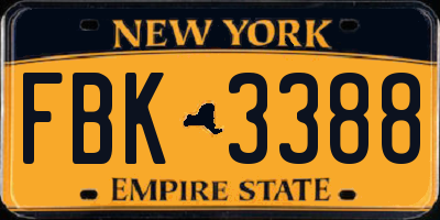 NY license plate FBK3388
