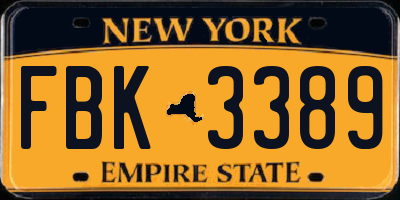 NY license plate FBK3389