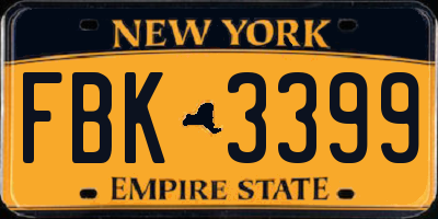 NY license plate FBK3399