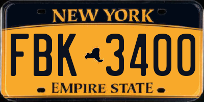 NY license plate FBK3400