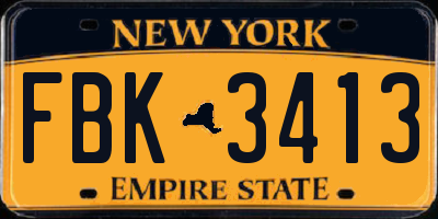 NY license plate FBK3413