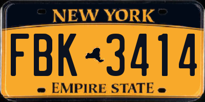NY license plate FBK3414