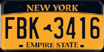 NY license plate FBK3416