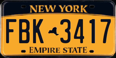 NY license plate FBK3417