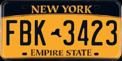 NY license plate FBK3423