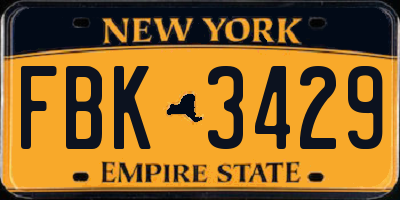 NY license plate FBK3429