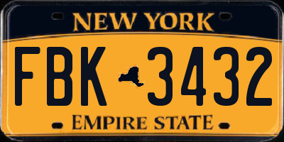 NY license plate FBK3432