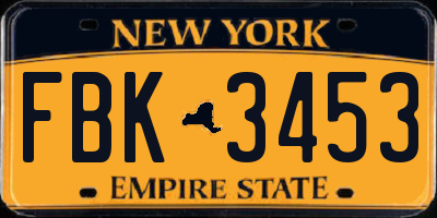 NY license plate FBK3453
