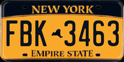 NY license plate FBK3463