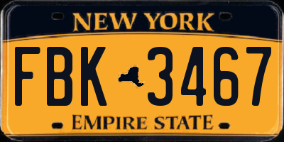 NY license plate FBK3467