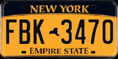 NY license plate FBK3470
