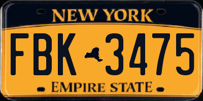 NY license plate FBK3475