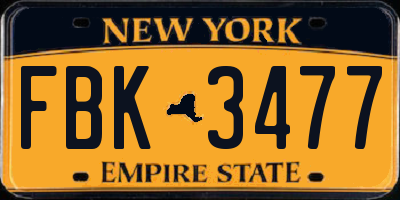 NY license plate FBK3477