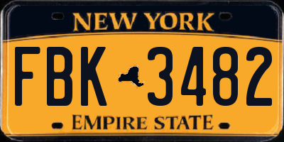 NY license plate FBK3482