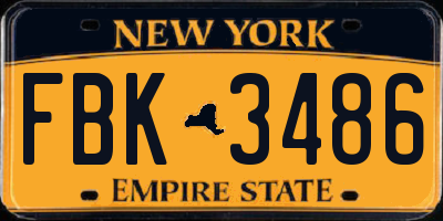 NY license plate FBK3486