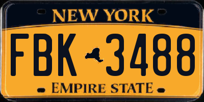 NY license plate FBK3488