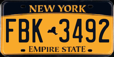 NY license plate FBK3492
